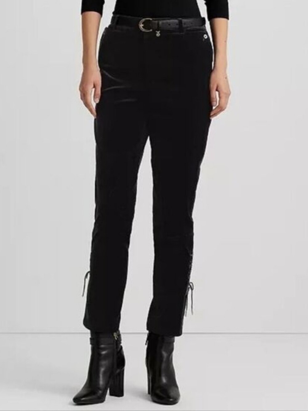 Lauren Ralph Lauren Black Velvet Jodhpurs Equestrian Style Slim Fit size 8 NWT